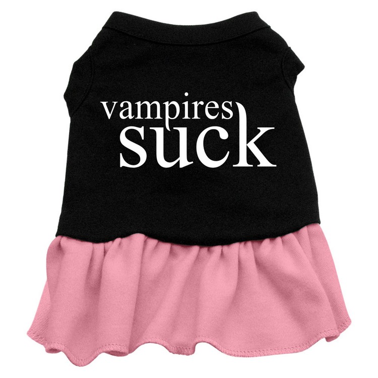 Vampires Suck Screen Print Dress Black with Pink Lg